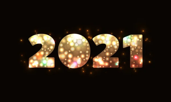 2021 Szczęśliwego Nowego Roku. Kreatywna typografia wektorowa cyfry złota na czarnym tle. — Wektor stockowy
