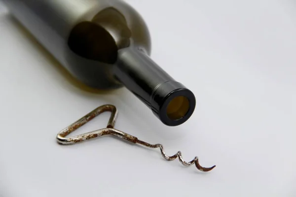 empty glass bottle on white background