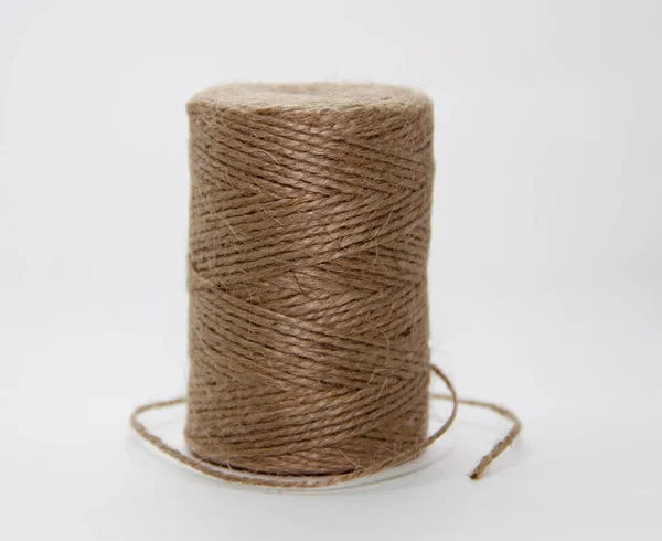 Decoratieve Jute Touw Witte Achtergrond — Stockfoto