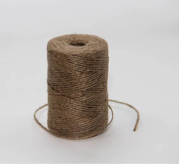 Decoratieve Jute Touw Witte Achtergrond — Stockfoto