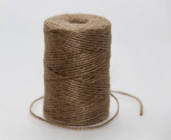 Decoratieve Jute Touw Witte Achtergrond — Stockfoto