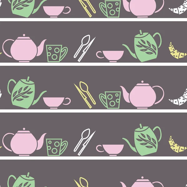 Vector Garden Tea Party Senza Soluzione Continuità Modello Sfondo Uso — Vettoriale Stock