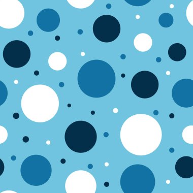 Lekeli veya daireyle farklı renklerde geometrik tekrar Dikişsiz desen ve boyutlarda mavi renkli arka planla için kumaş, duvar kağıtları, en iyi hediye sarar, scrapbooking vb. 