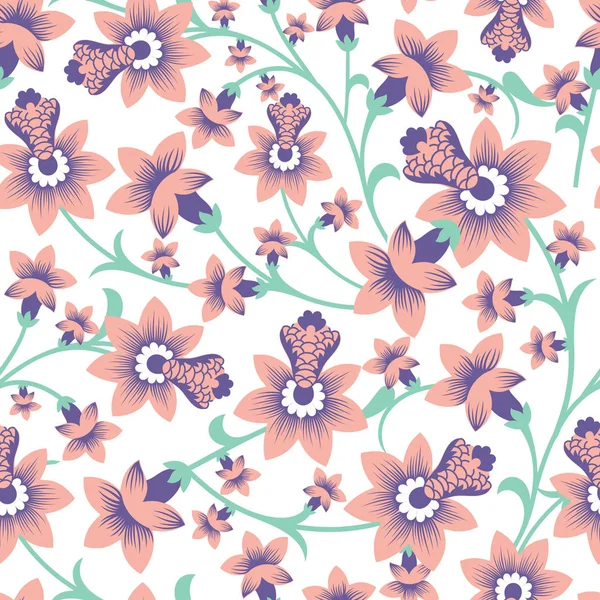 Schöne florale Vektor nahtlose Muster Hintergrund — Stockvektor