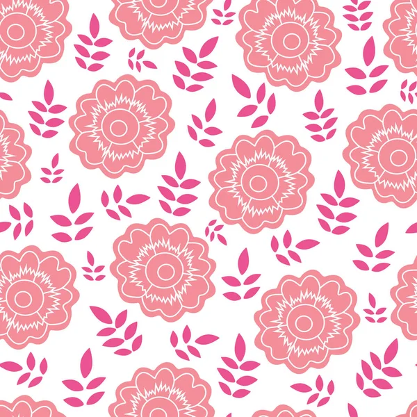 Pfirsichblüte und rosa Blattvektor nahtlose Muster — Stockvektor