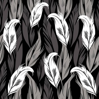 Basit siyah beyaz vektör tüy sorunsuz