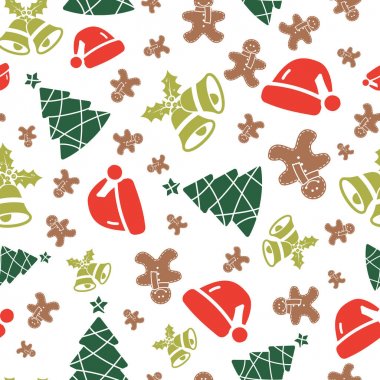 Güzel vektör Noel elemanları Dikişsiz desen