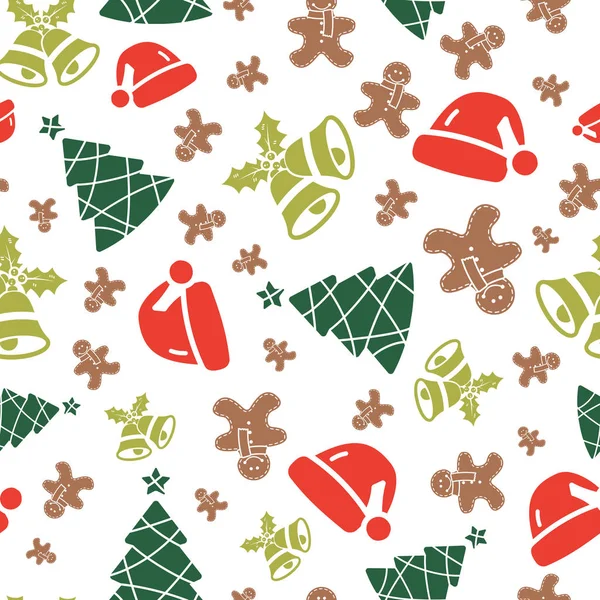 Lovely vector christmas elements seamless pattern — Stock Vector