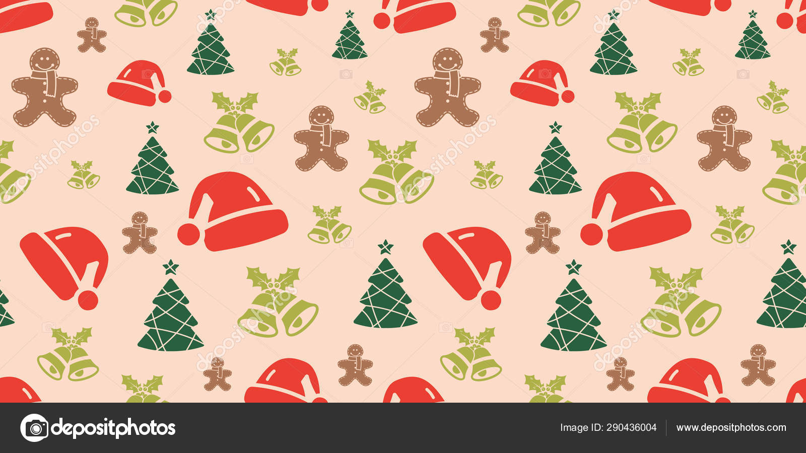 Vector peach christmas elements seamless pattern Stock Vector Image by