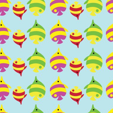 Vektör renkli sevimli balıklar dikey çizgiler