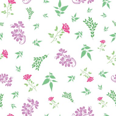 Vektör gül ve yapraklar sorunsuz ile kefalet çiçek