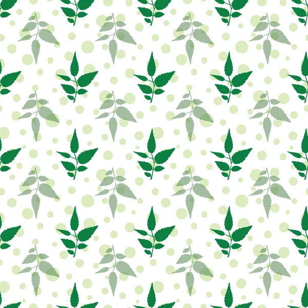 Vector pétalo hojas verdes con lunares sin costuras — Archivo Imágenes Vectoriales