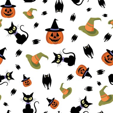 Cadılar bayramı kedileri, balkabakları, yarasalar ve cadıları