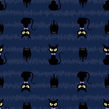 Şeytani cadılar bayramı kara kedilerini yarasalarla taşıyın