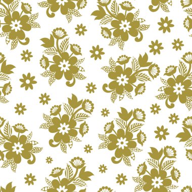Güzel vektör pastel yeşil çiçek demeti beyaz yüzeyde pürüzsüz desen arkaplanı