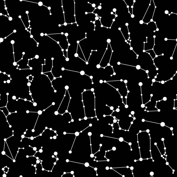 Siyah yüzey üzerinde yıldızsız desen arka planı olan vektör zodiac takımyıldız işaretleri