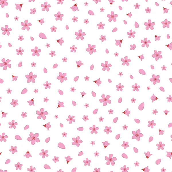 Vector schöne rosa Kirschblüten Blumen und Blütenblatt nahtlose Muster Hintergrund auf weißer Oberfläche Stockvektor