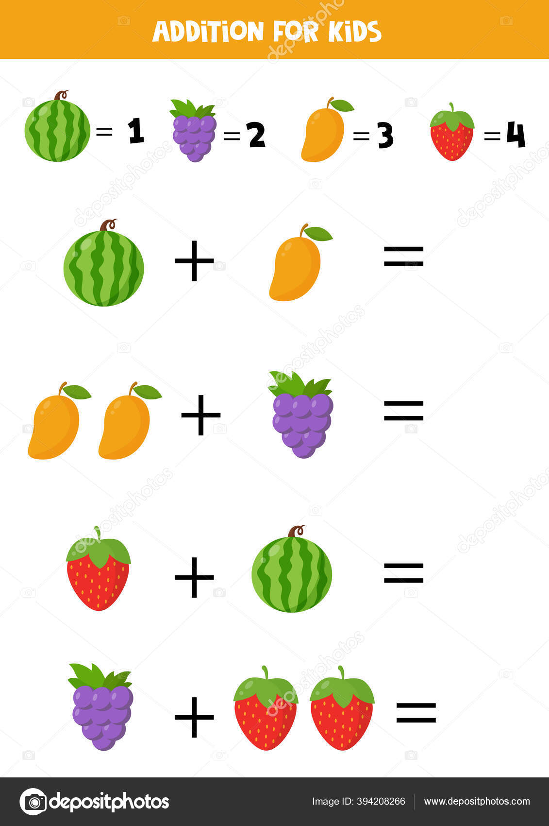 addition-with-different-fruits-cartoon-watermelon-mango-grape