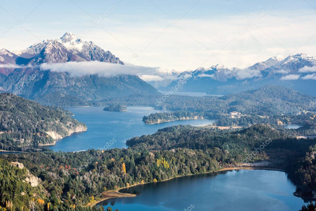 Gorgeous view from the top of Cerro Companario in Nahuel Huapi National Park, San Carlos de Bariloche (or simply, Bariloche), Rio Negro, located on the northern edge of Argentina's Patagonia region