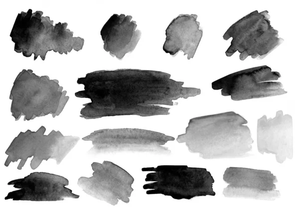Many watercolor brush strokes. Set. Gradients. — Stock Photo, Image