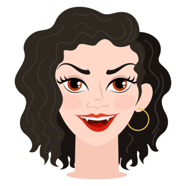 Kıvırcık siyah saçlı bir kadın. Halloween.