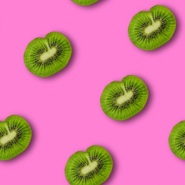 Taze kivi dilimleri renkli meyve deseni