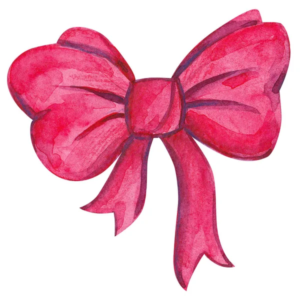 Beautiful red bow. Watercolor painting. For decorations. — Stock Photo, Image