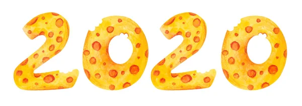 New year 2020. The numbers of cheese. year — Stock Photo, Image