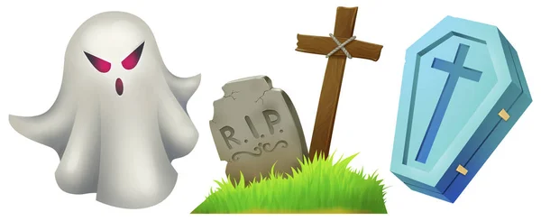 Ghost, grave, coffin. The terrible things dead. — Stock Photo, Image