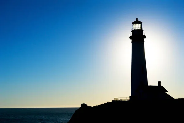 Lighthouse Silhouette Sunset Northern California Usa Pacific Coast — Stock fotografie