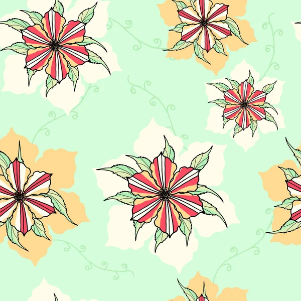 Nahtlose Florale Helles Muster Handgezeichnete Blumen Vektor Image Endless Textur — Stockvektor