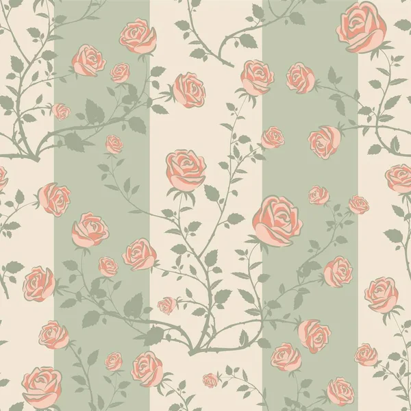 Patrón Sin Costuras Con Rosas Rosadas Arbustos Imagen Vectorial — Vector de stock