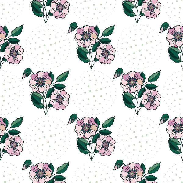 Inconsútil Patrón Floral Flores Rosa Vector Imagen — Vector de stock