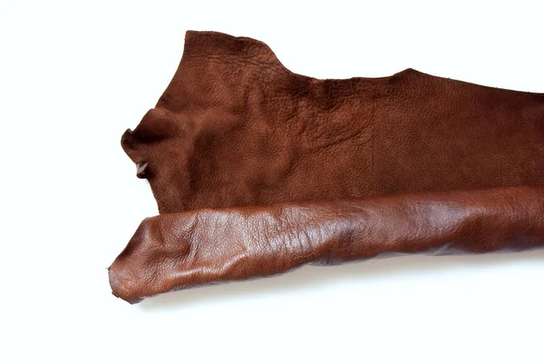 Brown Bőr Tekercs Elszigetelt Fehér Háttér Anyagok Bőrből Készült Vízi — Stock Fotó