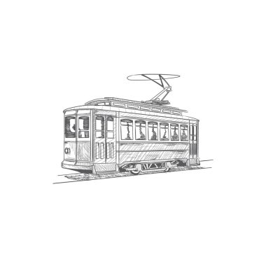 elle çizilmiş teleferik kaba taslak vintage San Francisco 