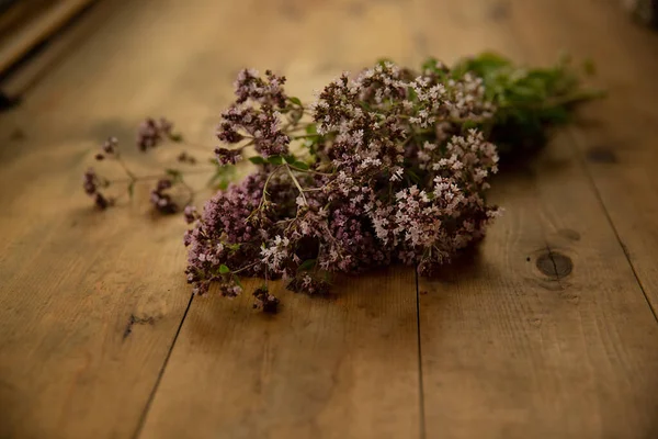 Bouquet Flowers Blue Pink Mint Origanum Flowers Blue Pink Mint — Stock Photo, Image