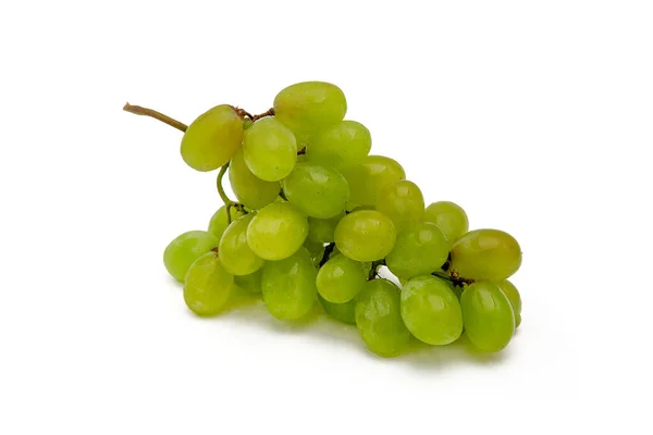 Una Rama Uvas Verdes Con Gotas Horizontales Sobre Fondo Blanco — Foto de Stock