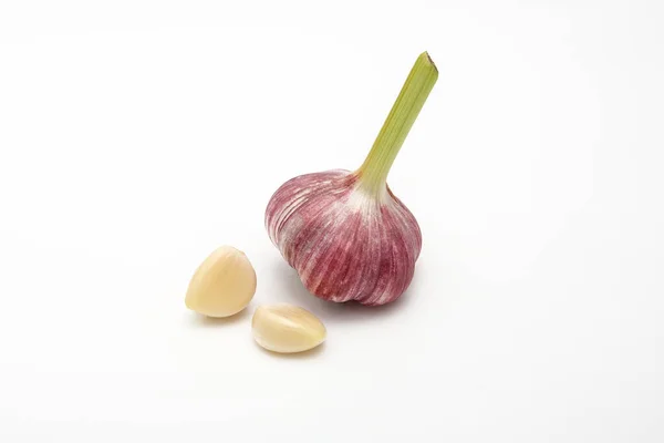 Frischer Knoblauch Auf Weißem Hintergrund — Stockfoto