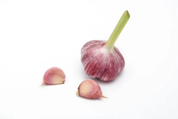 Frischer Knoblauch Auf Weißem Hintergrund — Stockfoto