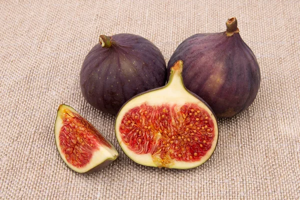 Fresh Juicy Figs Burlap — Stock Photo, Image