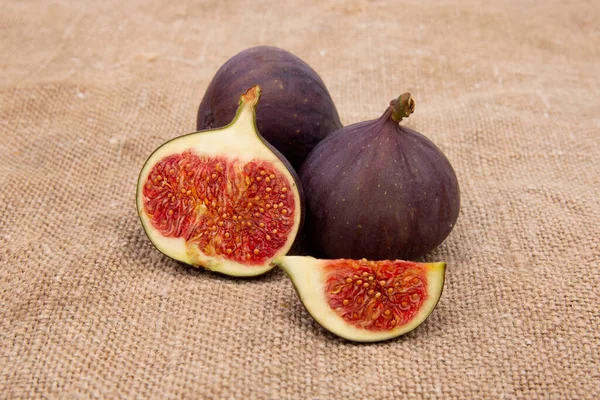 Fresh Juicy Figs Burlap — Stock Photo, Image