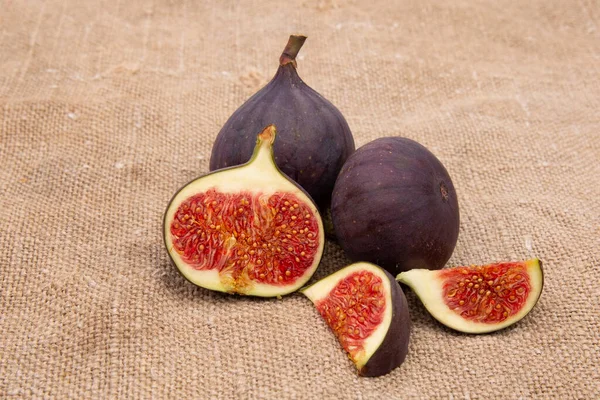 Fresh Juicy Figs Burlap — Stock Photo, Image