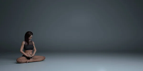 Senhora Meditando Yoga Posição Espaço Cópia — Fotografia de Stock