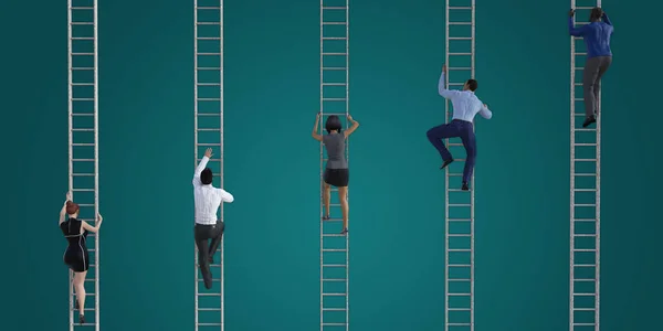 Partecipare Alla Rat Race Con Endless Climbing Corporate Ladder — Foto Stock