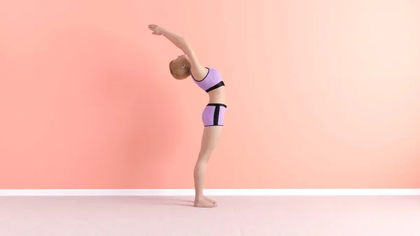 Terug Bend Yoga Pose Vrouwelijke Vrouw Demonstratie Concept — Stockfoto