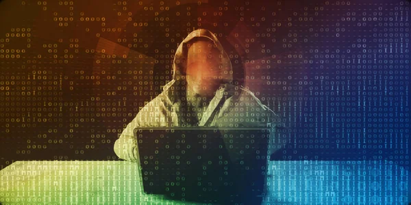 Hacker Előtt Számítógép Laptop Security Technology — Stock Fotó