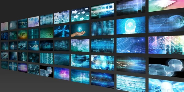 Multimedialer Hintergrund Für Digitales Netzwerk Internet — Stockfoto
