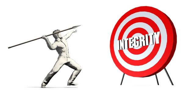 Ziel Für Integrität Mit Bullseye Ziel Auf Weiß — Stockfoto