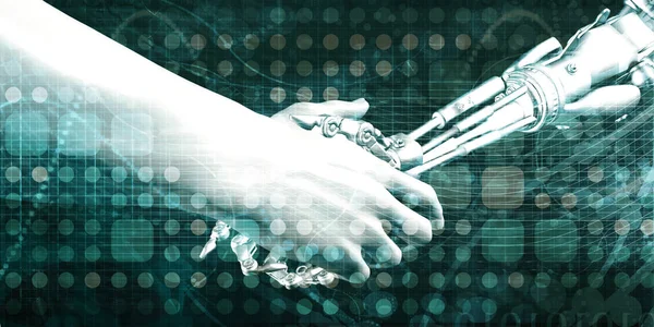 Human Robot Handshake Business Technology Concept — Stock Photo, Image