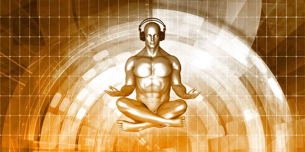 Meditationsmusik Och Fredliga Åtnjutandet Man — Stockfoto